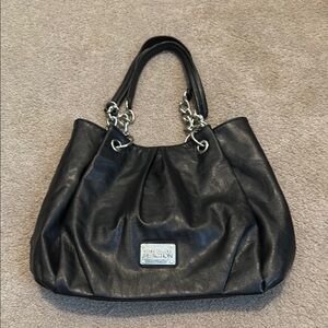 Kenneth Cole Reaction Black and Silver Shoulder Bag with Metallic Accents